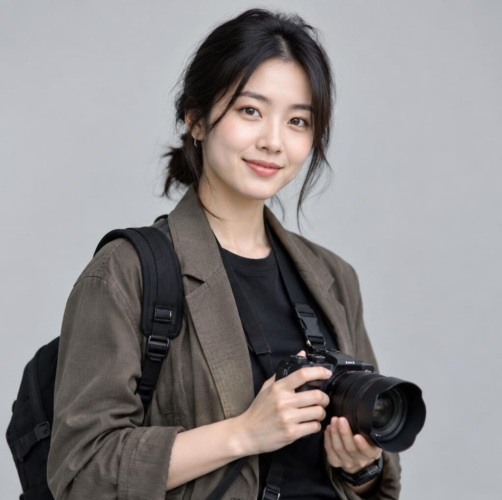 Studio portrait of a woman street photographer