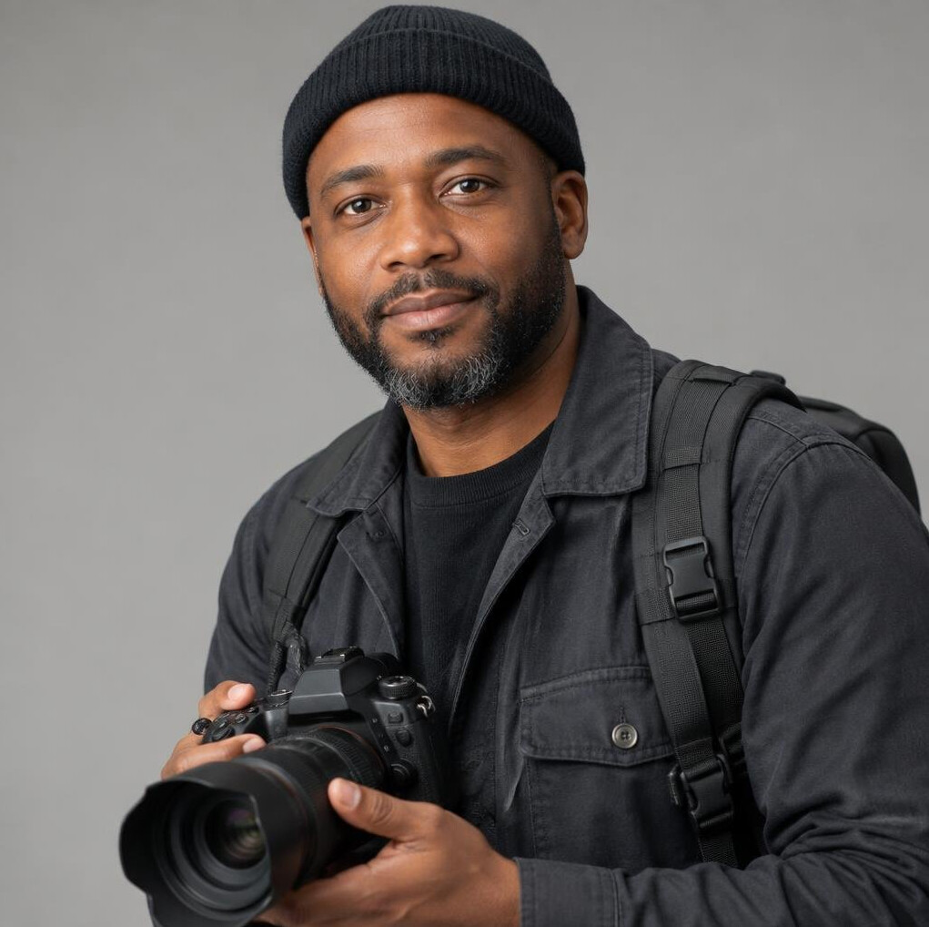 Studio portrait of a man documentary photographer